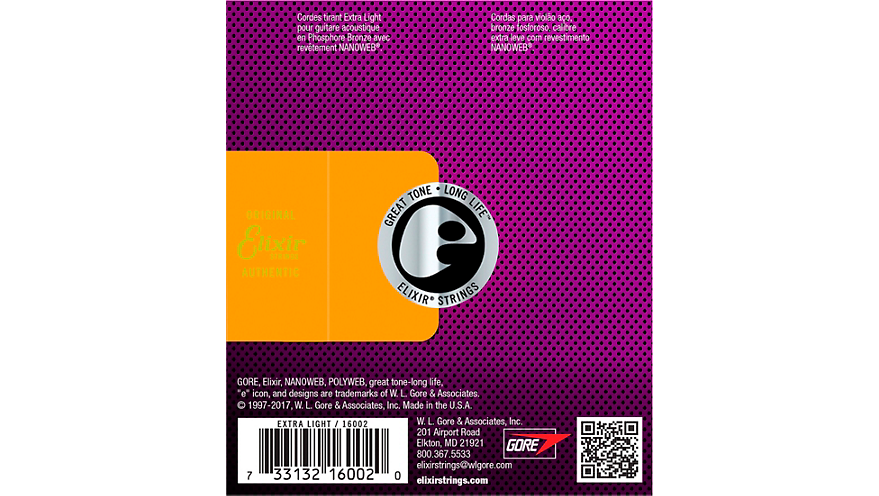 Elixir Phosphor Bronze Acoustic Guitar Strings with NANOWEB Coating Extra Light .010 .047