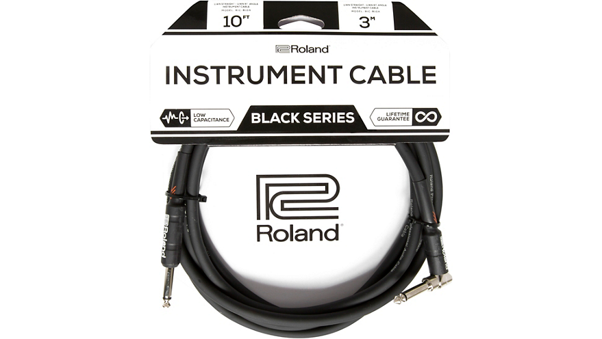 Roland Black Series 1/4" Angled/Straight Instrument Cable 10 ft. Black