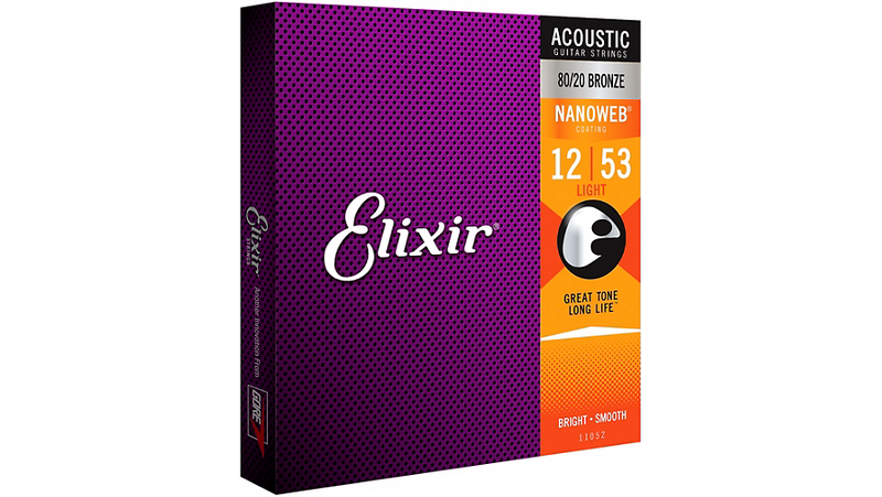 Elixir 80/20 Bronze Acoustic Guitar Strings with NANOWEB Coating, Light (.012-.053)