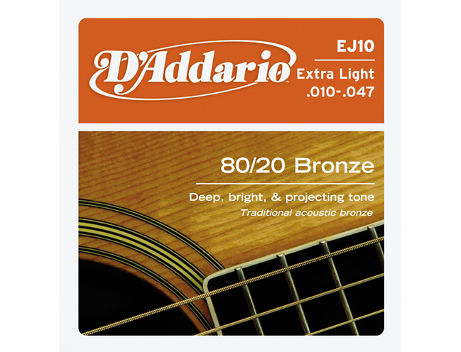 D'Addario EJ10 80/20 Bronze Extra Light Acoustic Guitar Strings