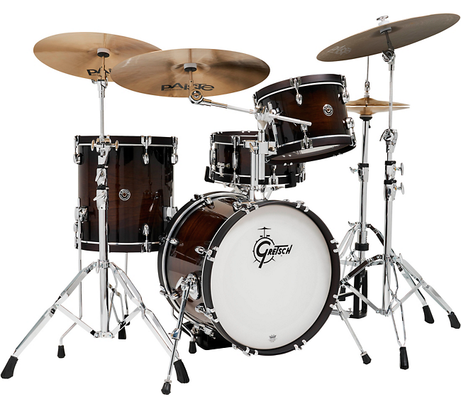 Gretsch Drums Catalina Special Edition Walnut/Maple 4-Piece Shell Pack with Wood Hoops and 18 in. Bass Drum Walnut Burst