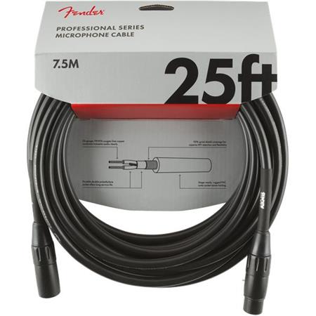 Fender Professional Series Microphone Cable, 25' Straight/Straight, Black