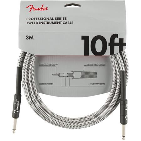 Fender Professional Series Instrument Cable, 10' Straight/Straight, White Tweed