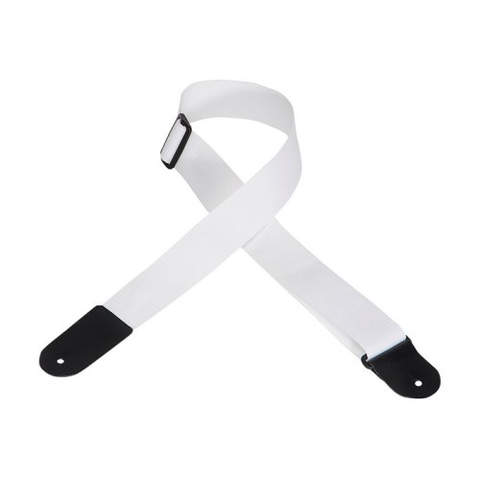 Levy's 2" Wide Polypropylene Guitar Strap with Leather Ends White