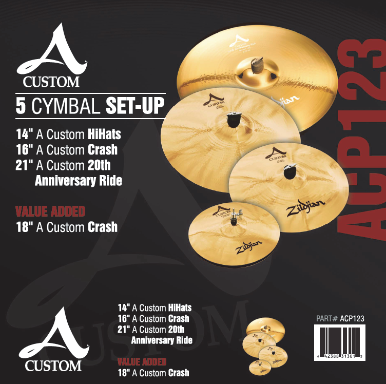 Zildjian A Custom 5 Cymbal Set Up