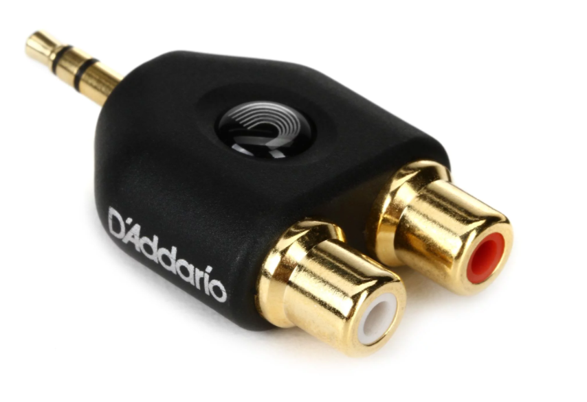 D'Addario PW-P047C 1/8" Male Stereo to Dual RCA Female Adapter