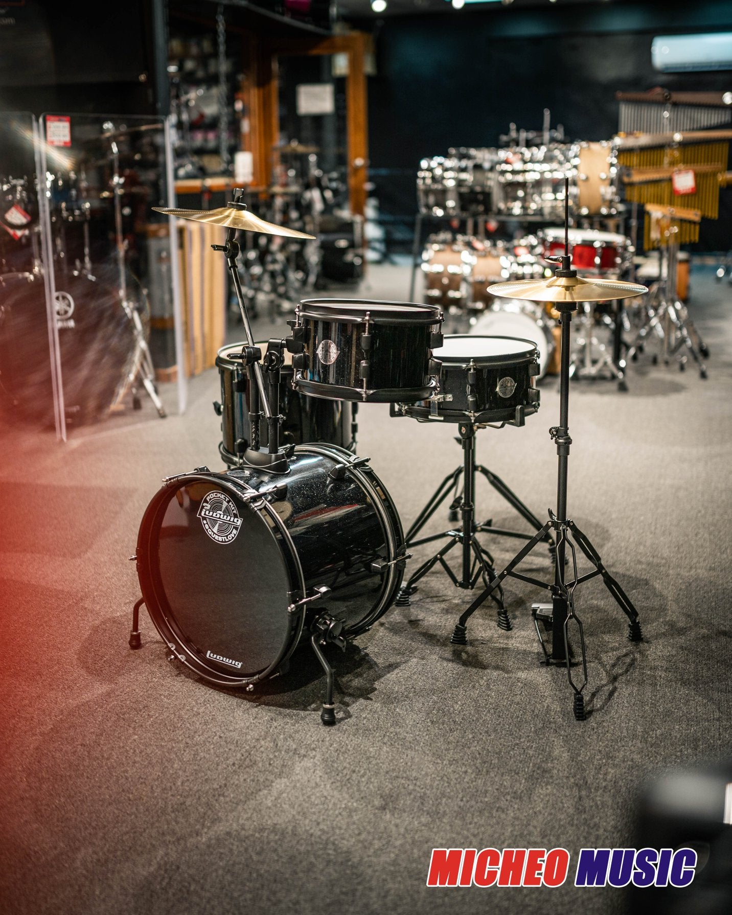 Ludwig Questlove Pocket 4-Piece Acoustic Complete Drum Kit - Black Sparkle