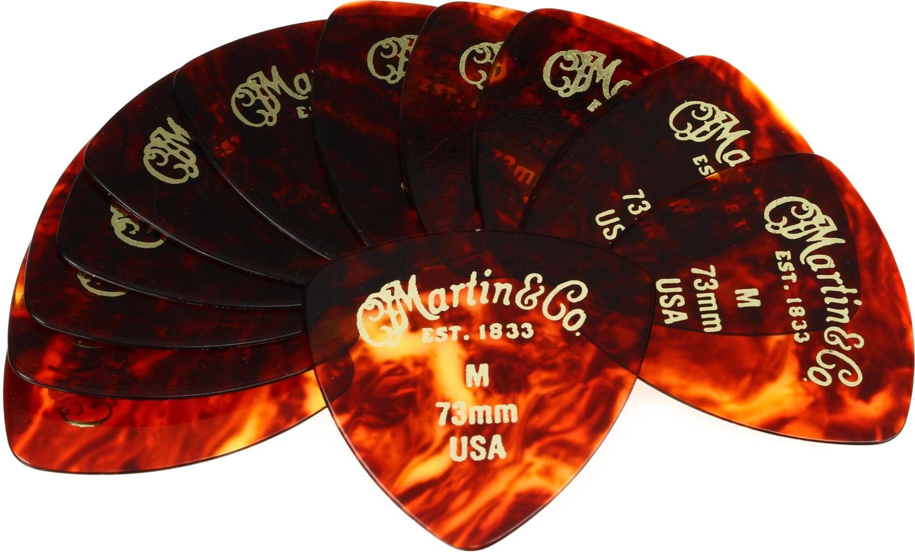 Martin Guitars Faux Tortoise 346 #2 Guitar Picks 12-Pack - 0.73mm Medium