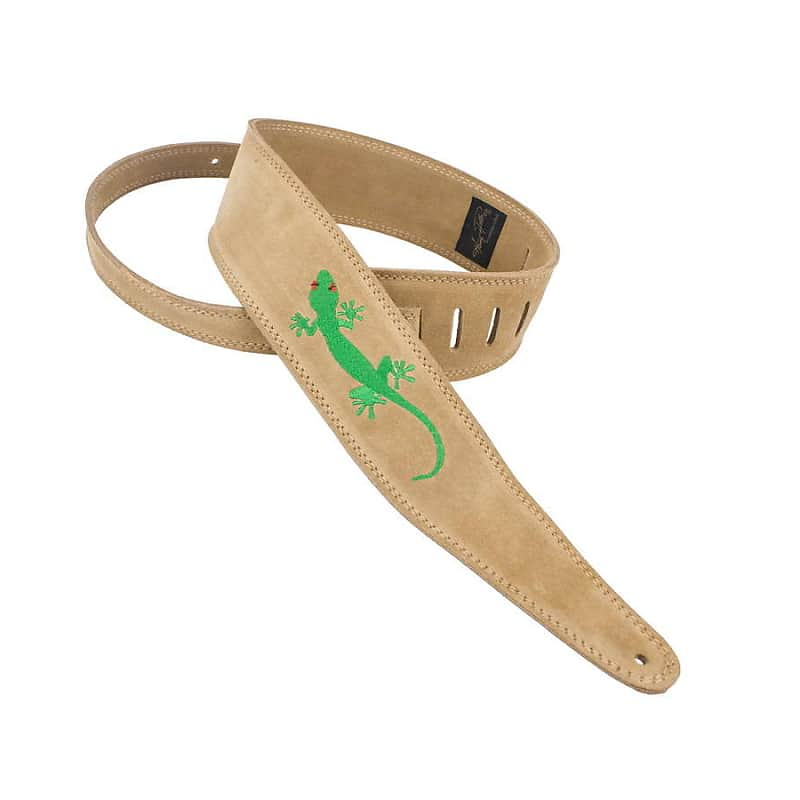 Henry Heller Suede Embroidered Gecko Guitar Strap - Sand