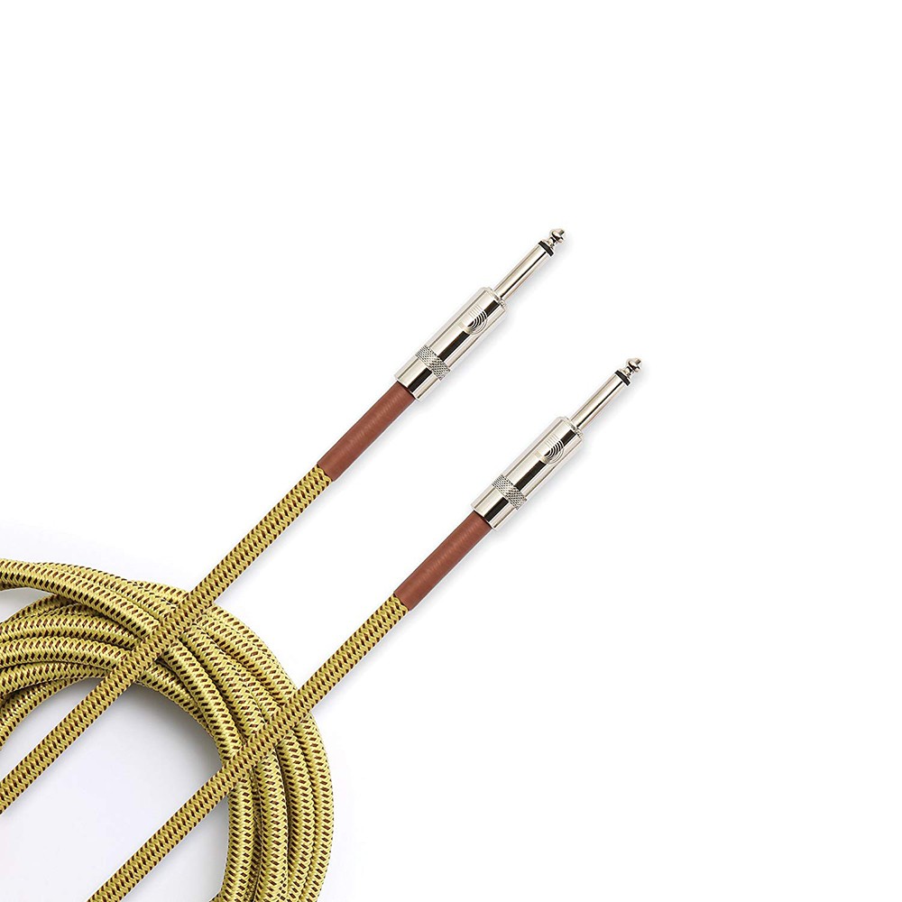 D'Addario PW-BG-10TW Braided Straight to Straight Instrument Cable - 10 foot Tweed