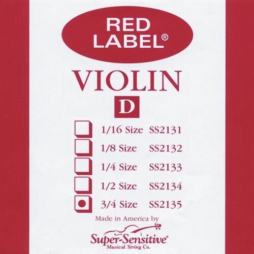 Red Label Single Violin String - D 3/4
