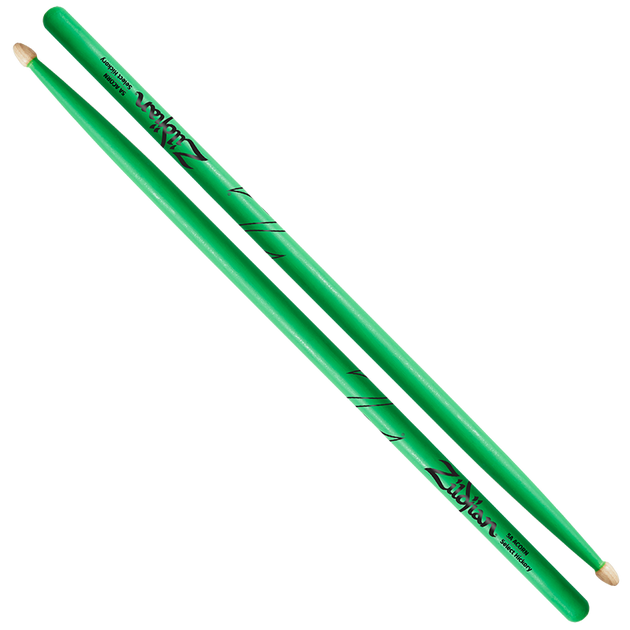 Zildjian 5A Acorn Wood Neon Green Drumsticks, Pair